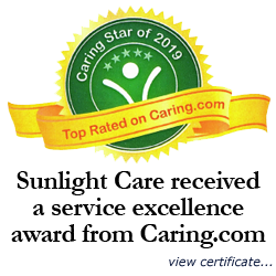 Sunlight Care received a service excellence award from caring.com